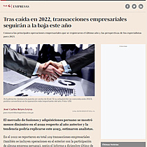 Tras cada en 2022, transacciones empresariales seguirn a la baja este ao